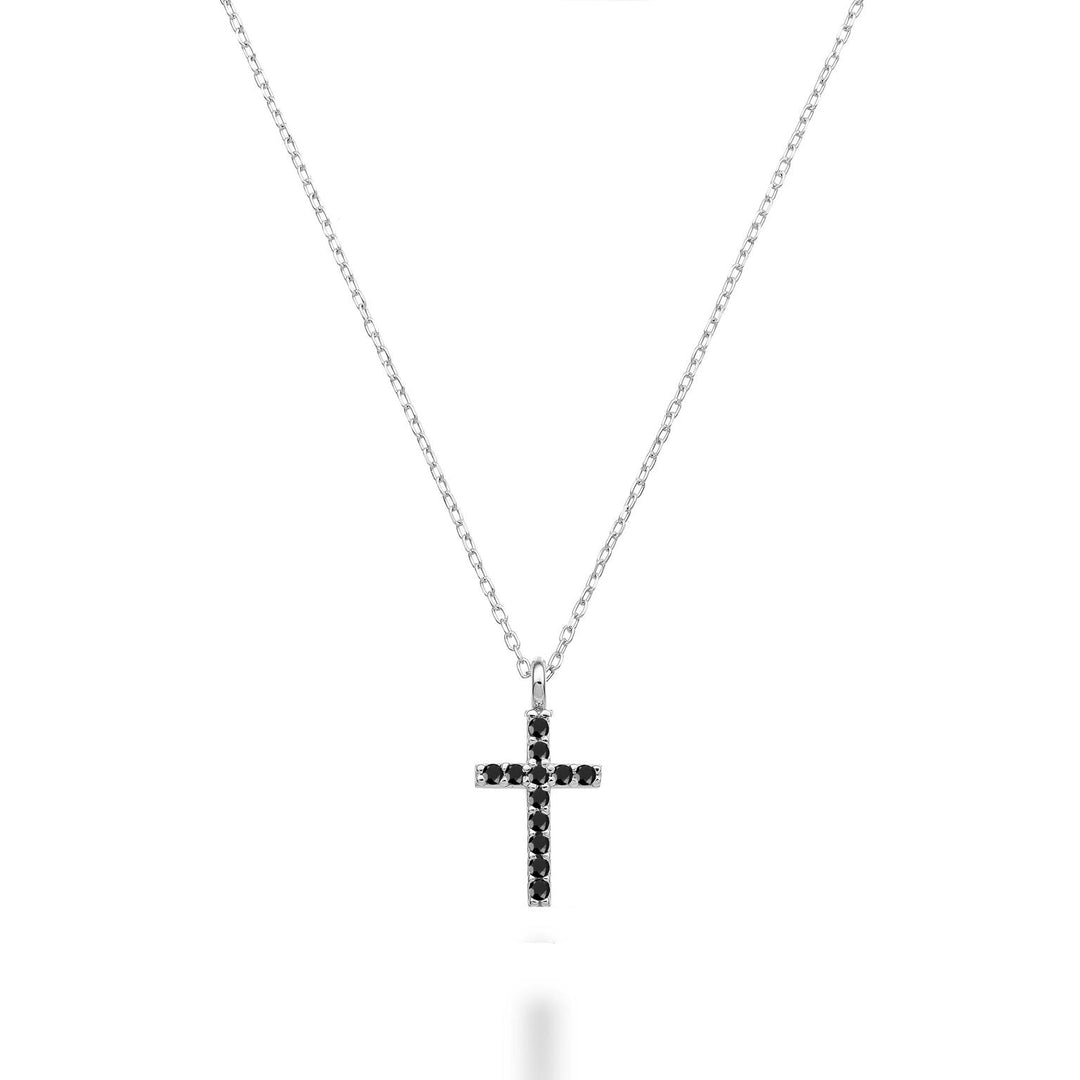 Cruz Nihama cl de 18 quilates talla 2 en oro blanco con espinela negra de 0,06 ct NDCRO2O4SBK