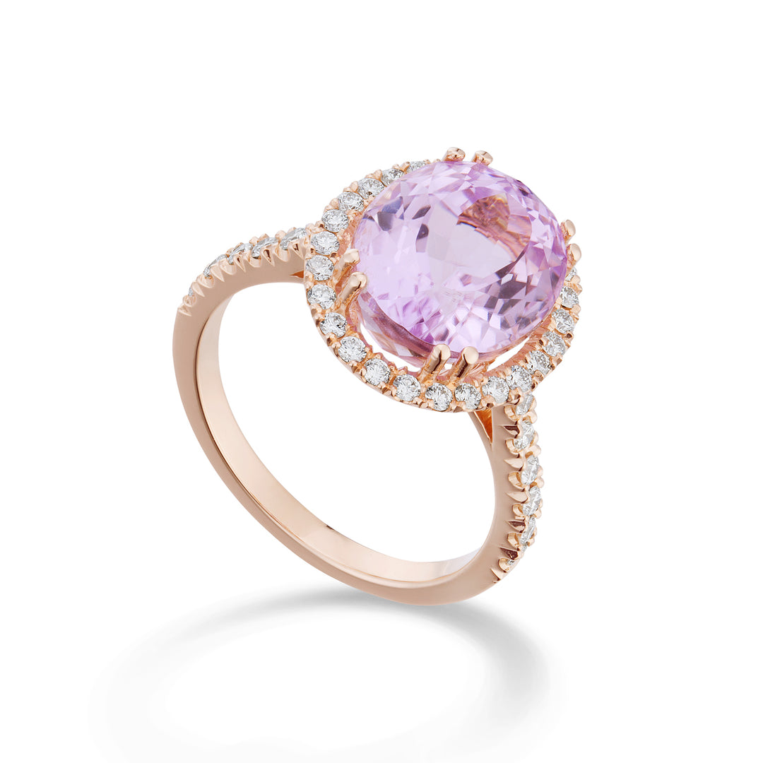 World Diamond Group oval kunzitring 12x10 og diamantkontur ACLC070DIKZ7-21271110036