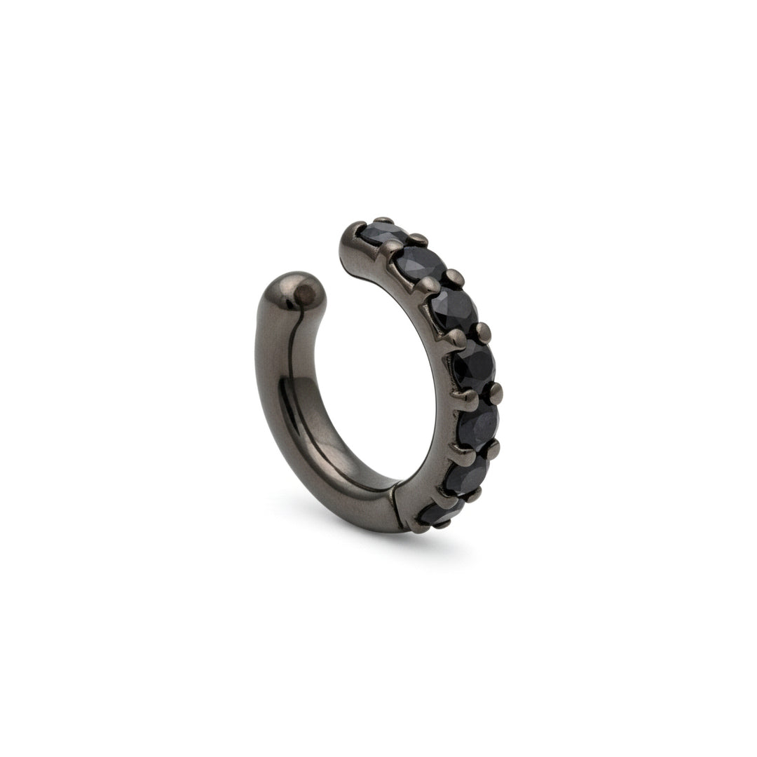 X-Diamond or ear cuff a molla 9kt con sei diamanti black, in oro nero LXDOEC780R6BK030