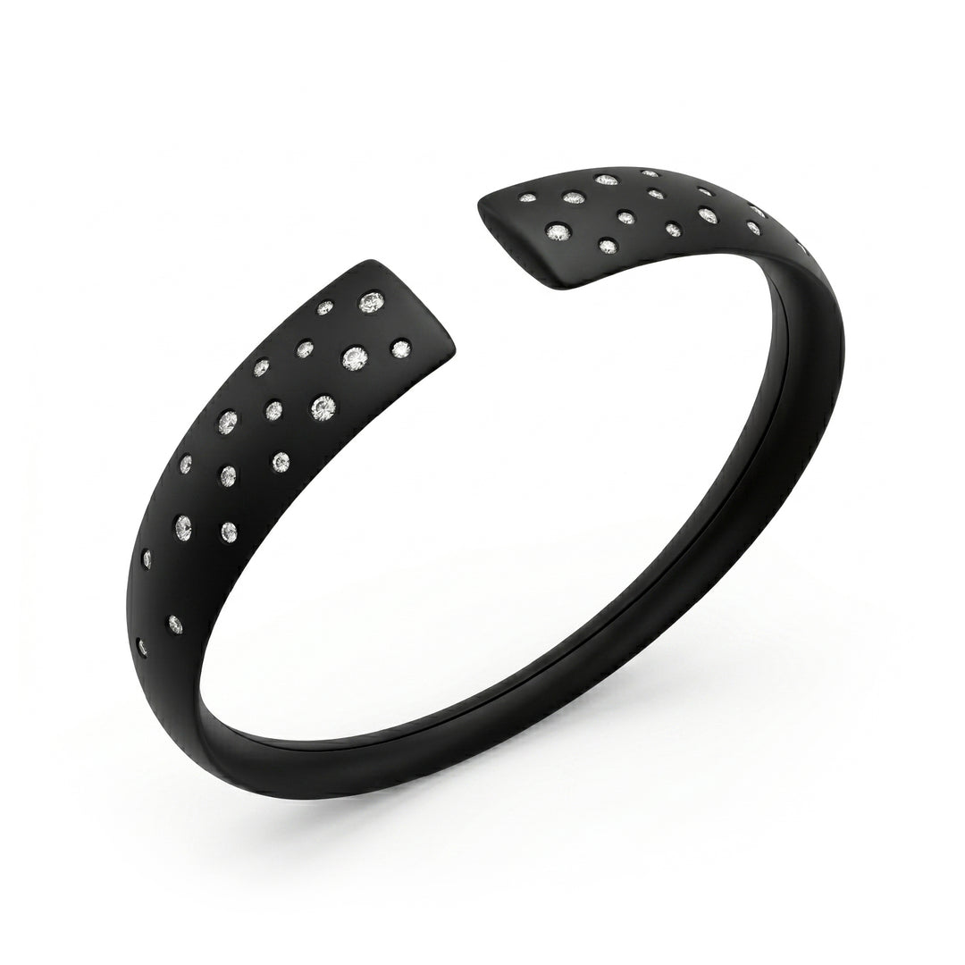 Pulseira de escravo de titânio preto Golay com laboratório g.d. efeito estrelado, tamanho médio GBR059DINE_M