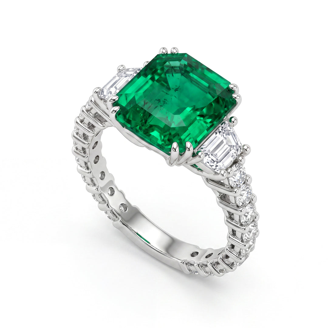 World Diamond Group smaragdisormus 3,94 ct + sivusuunnikkaat APU272DISM-22343110023