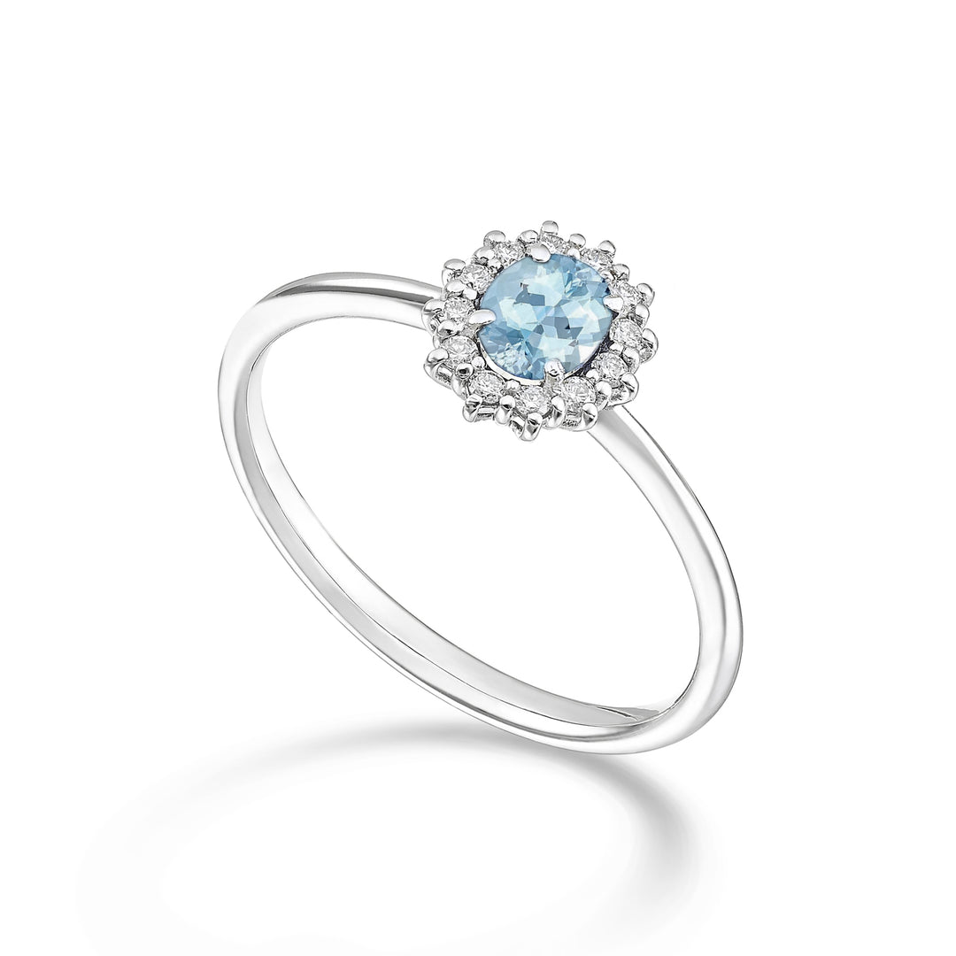 Nihama 9-karatowy owalny akwamaryn 5x4 ct.0,30 śr. 0,10 ct NA5167R4AM