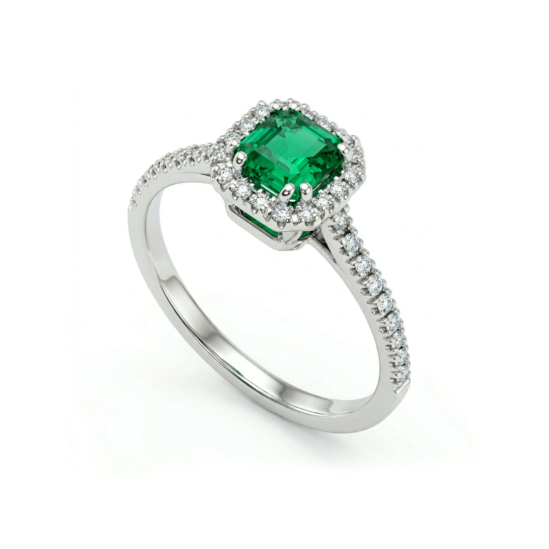 Golay smaragd ringkussen maat 5x5 en diamanten omtrek ACLC077DISM1-23214110016