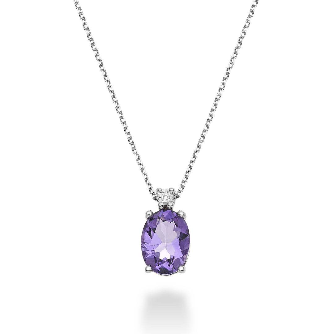 Nihama cl 18k oválný ametyst 8x6 ct.1,10 pr. ct.0,025 ND5036O4AMET