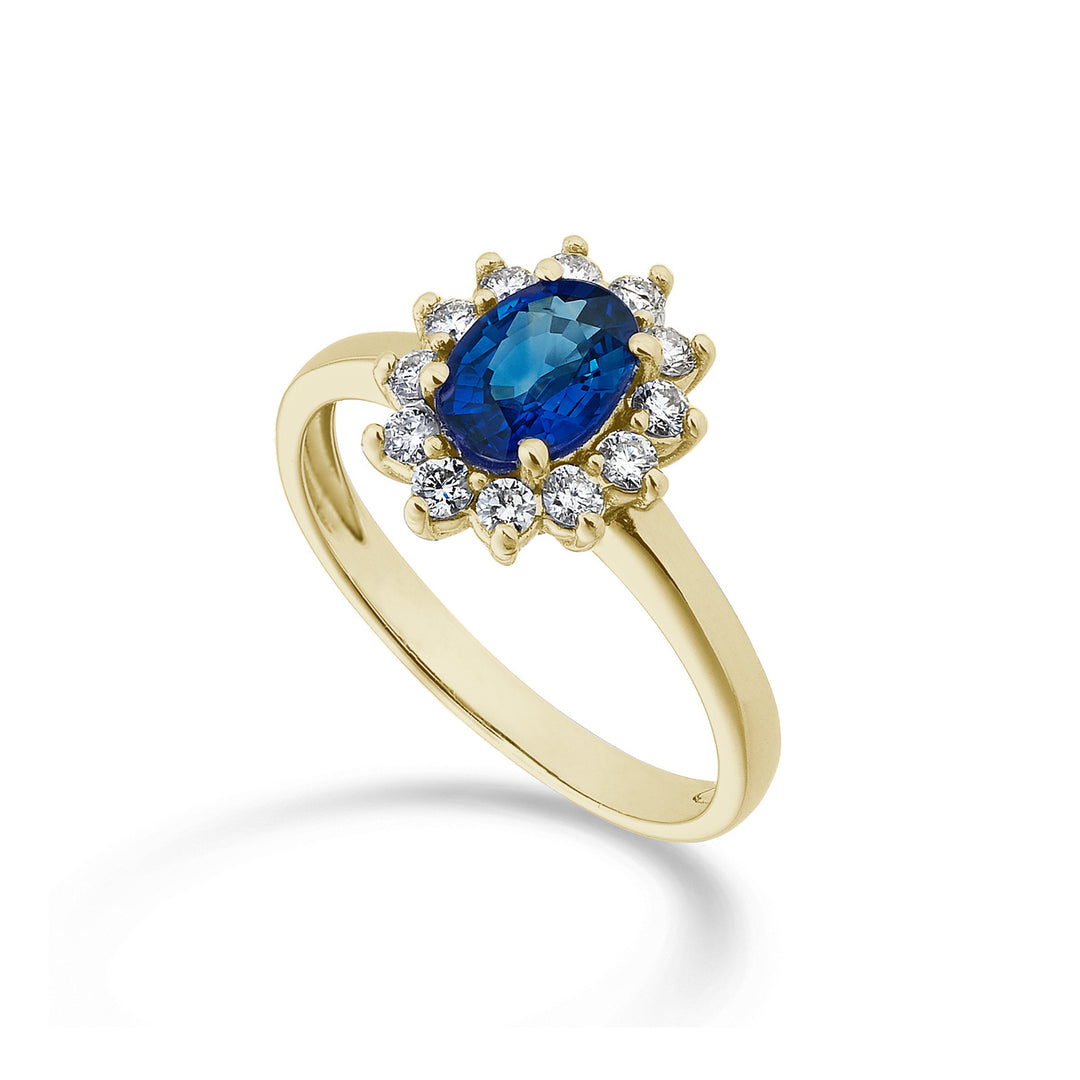 Mikiko een 18k ovale saffier 7x5 geelgoud 0,80 ct diam. 0,30 ct MA5094O1ZFD