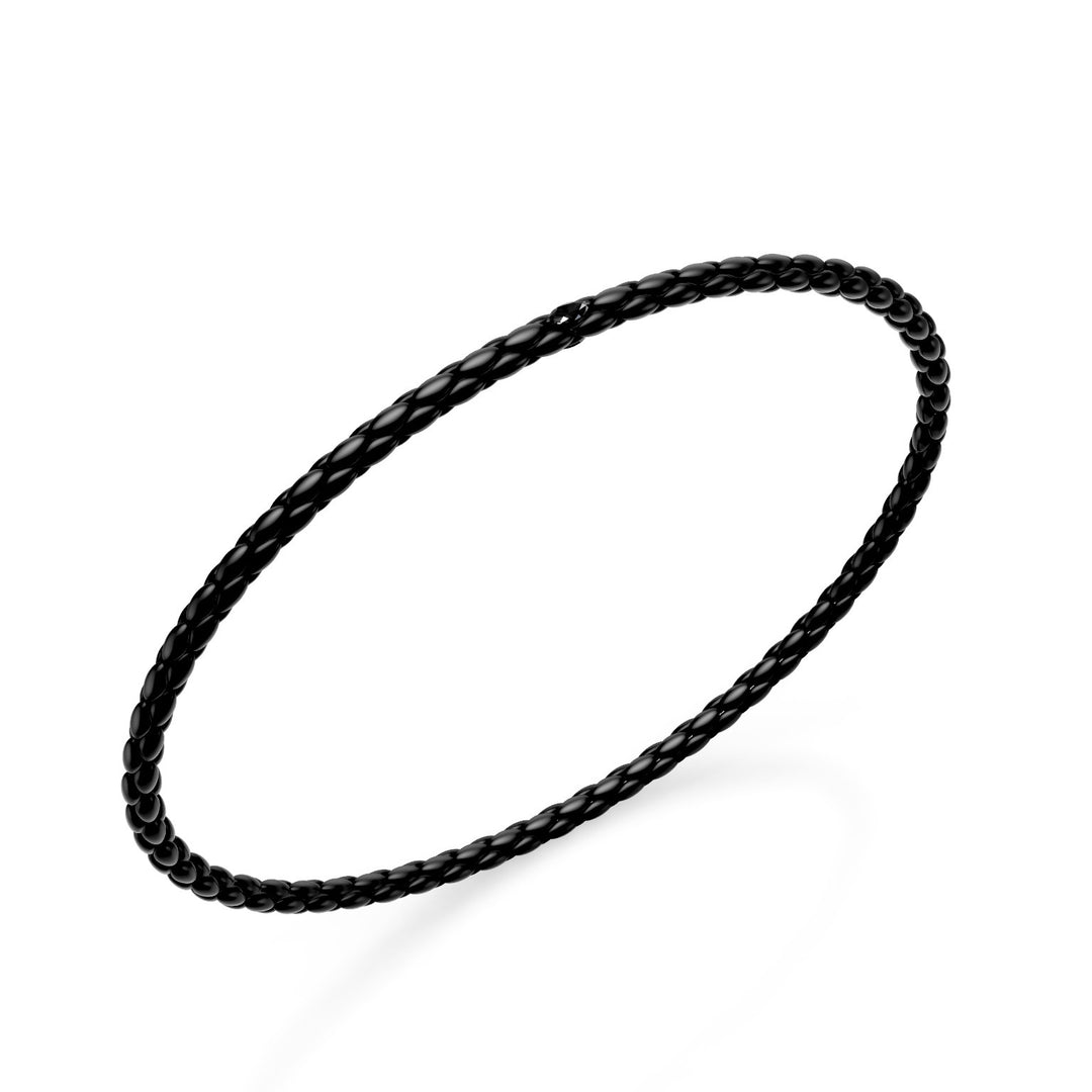 Pulseira Golay em titânio preto, com elo em espinha e elemento com dois diamantes marquise pretos 18,5cm GBR039E1BKNE-185