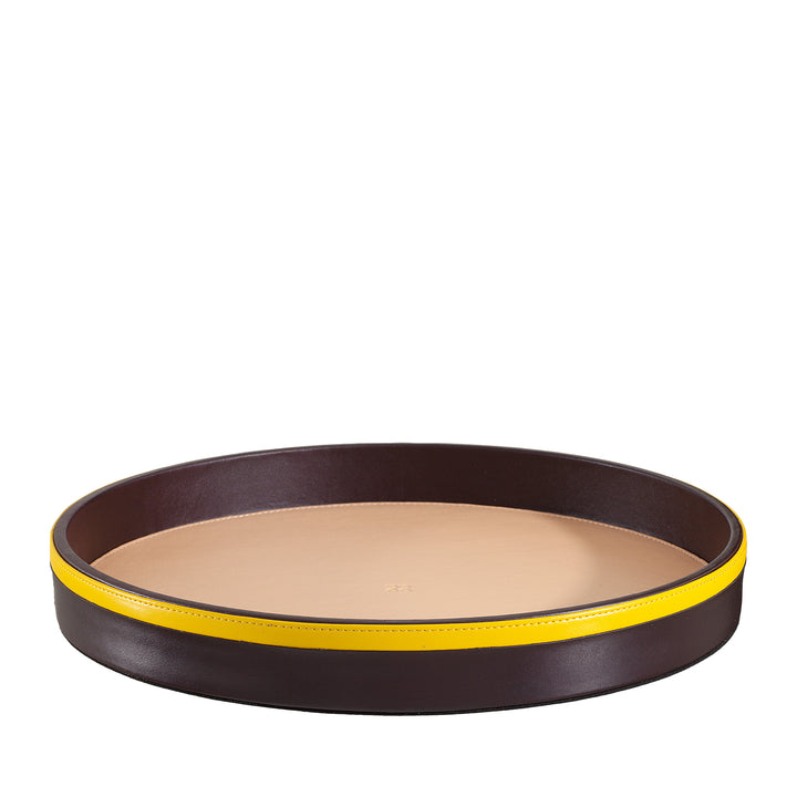 DUDU 32 cm rund serveringsbricka i läder Flerfärgad förvaring för hemmakontor Förfinad design