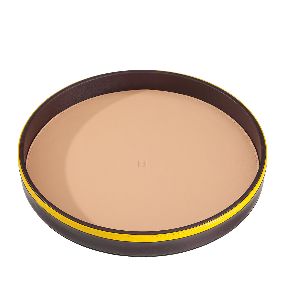 DUDU 32 cm rund serveringsbricka i läder Flerfärgad förvaring för hemmakontor Förfinad design