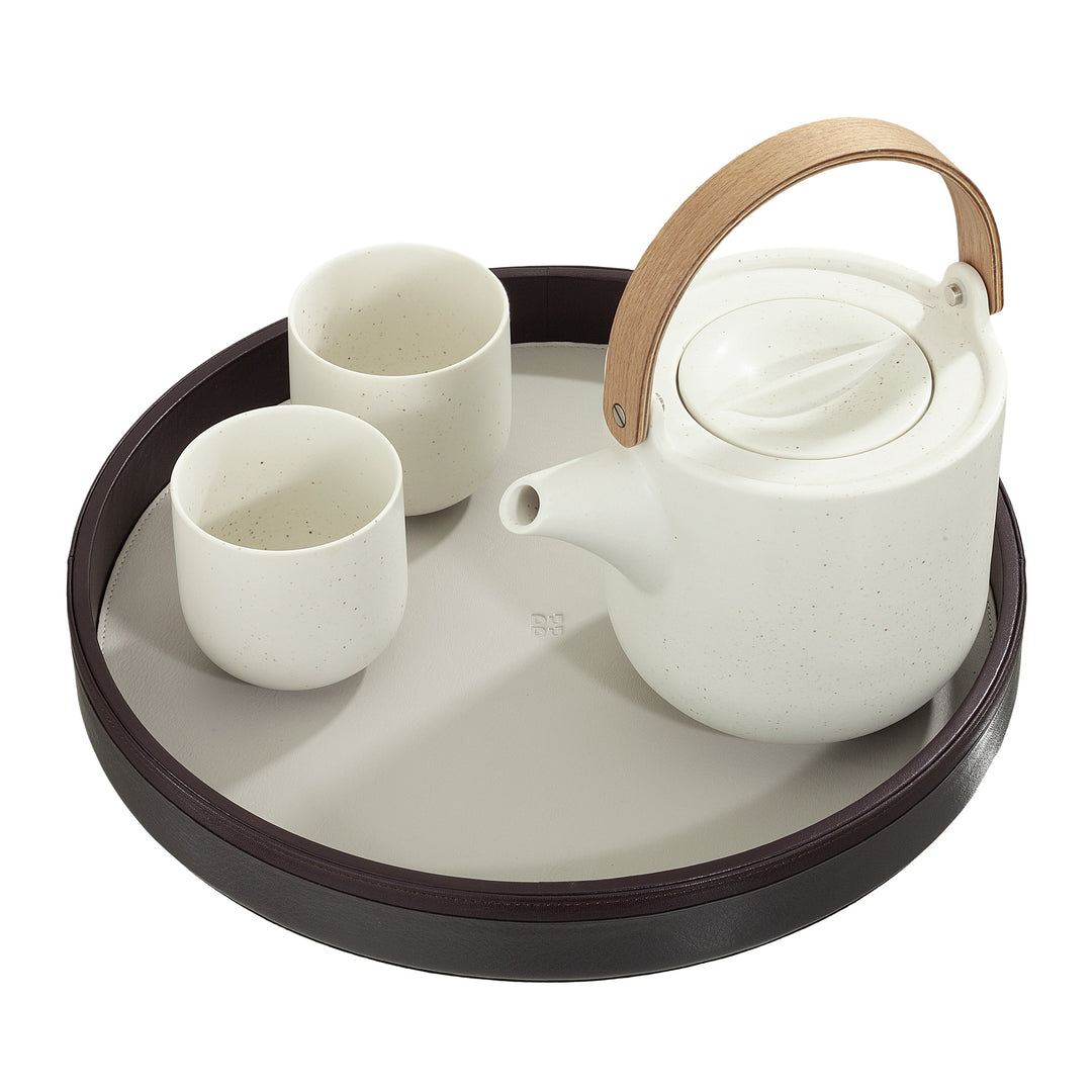 DUDU Bandeja redonda de cuero de 32 cm para servir, multicolor, almacenamiento para el hogar y la oficina, diseño refinado