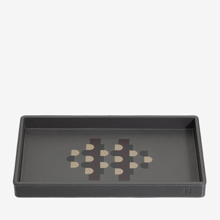 Drewniana taca do przechowywania DUDU pokryta prawdziwą skórą, dekoracyjna taca do domu, 27 x 15 cm, akcesoria do projektowania domu