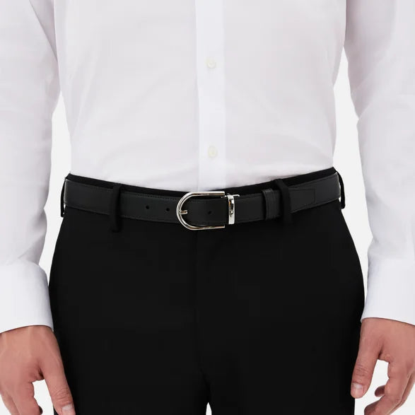 Cinto Montblanc com fivela de 30 mm Cinto com fivela de pino em ferradura acabamento em paládio polido reversível 128756