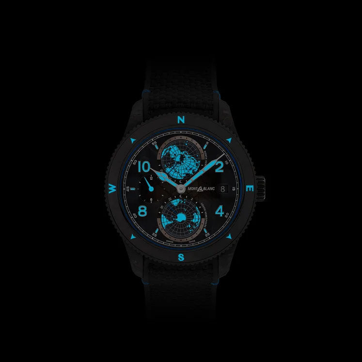 Montblanc orologio 1858 Geosphere Carbo₂ 0 Oxygen edizione limitata 1969 pezzi 43mm nero automatico 132300