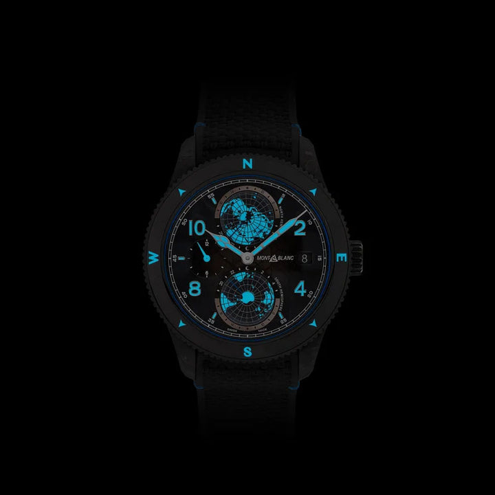 Montblanc orologio 1858 Geosphere Carbo₂ 0 Oxygen edizione limitata 1969 pezzi 43mm nero automatico 132300