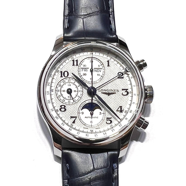 Relógio Longines Master Collection Chrono Moonphase 41 mm prata automático aço L2.962.4.73.2