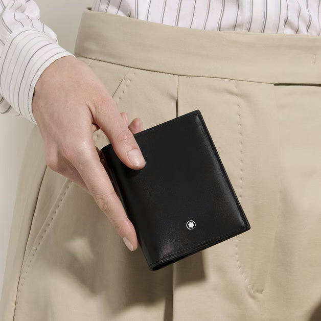 Portofel compact Montblanc 6 buzunare piele Meisterstück negru 221322