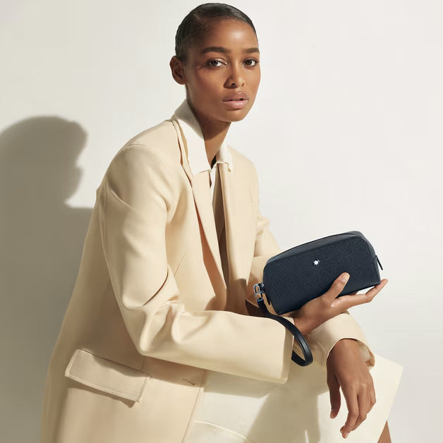 Montblanc liten necessär Sartorial blått tweedläder 221696