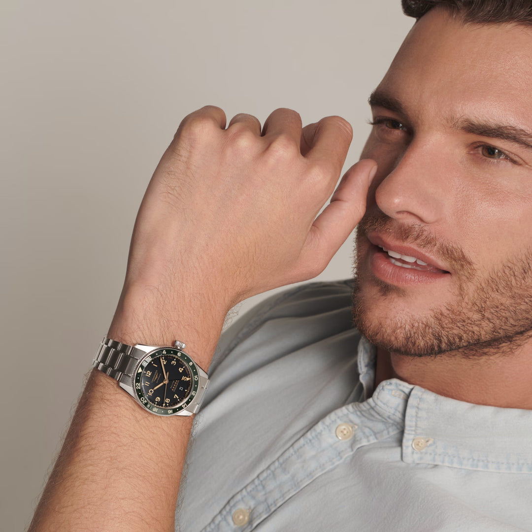 Longines orologio Spirit Zulu Time 39mm antracite automatico acciaio L3.802.4.63.6