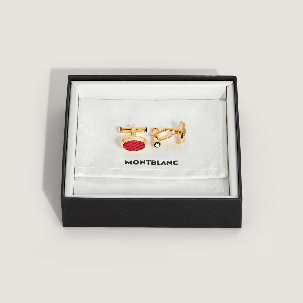 Montblanc ovale Meisterstück manchetknapper stål PVD gul guld finish 134469