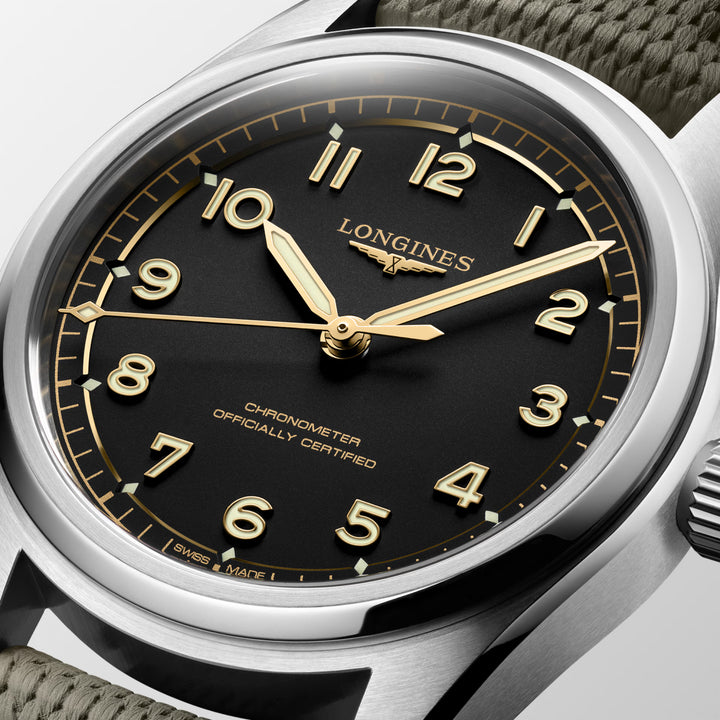 Longines Spirit Pilot 39mm ceas automat din oțel negru L3.809.4.53.9
