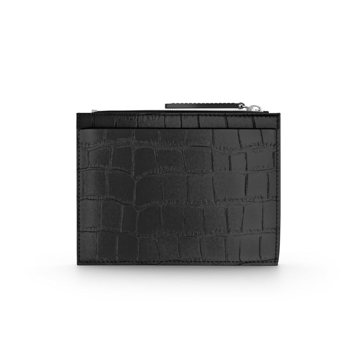 Giovanni Raspini card holder with zip, black croco leather, 925 silver L0023