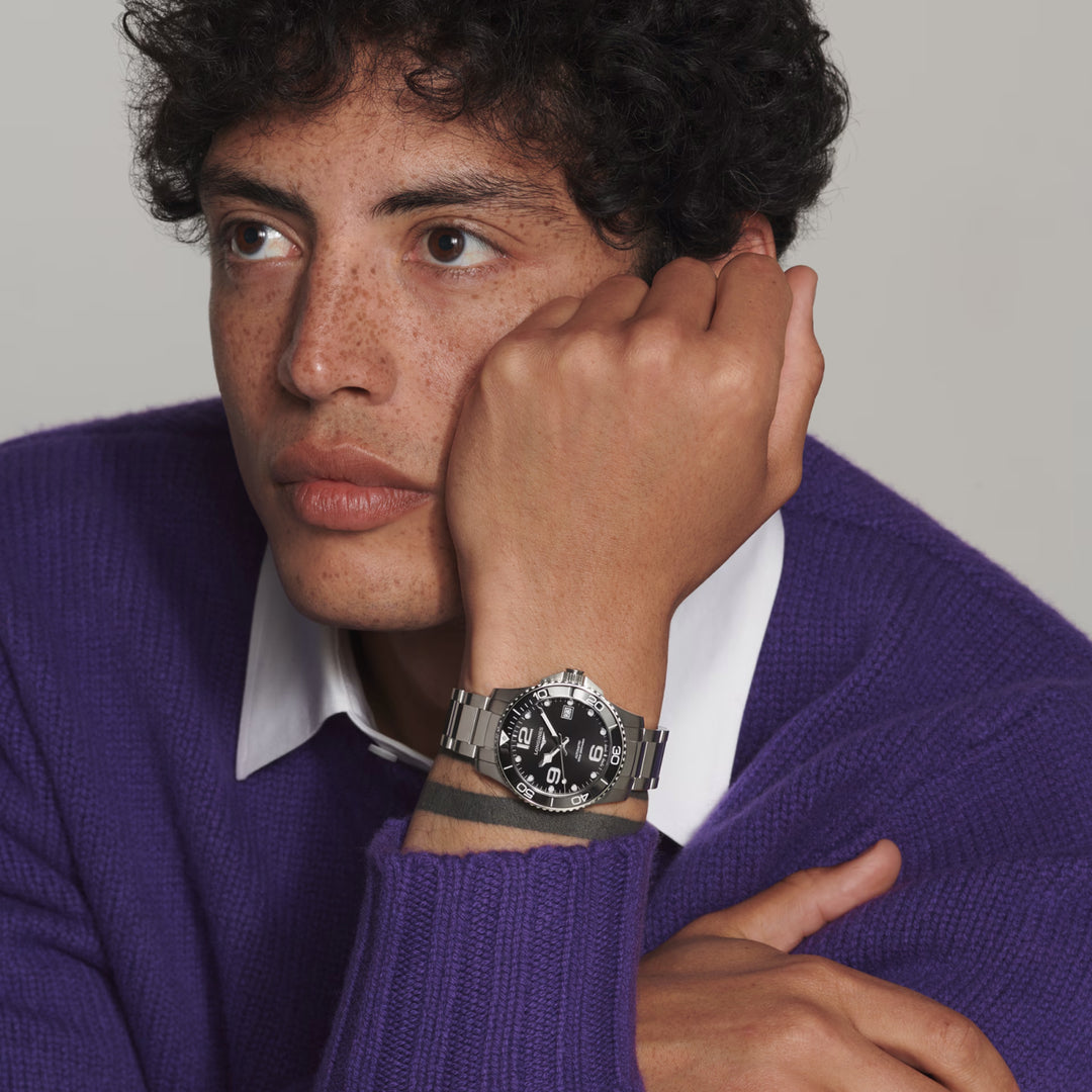 Longines Hydroconquest 39mm černé automatické ocelové hodinky