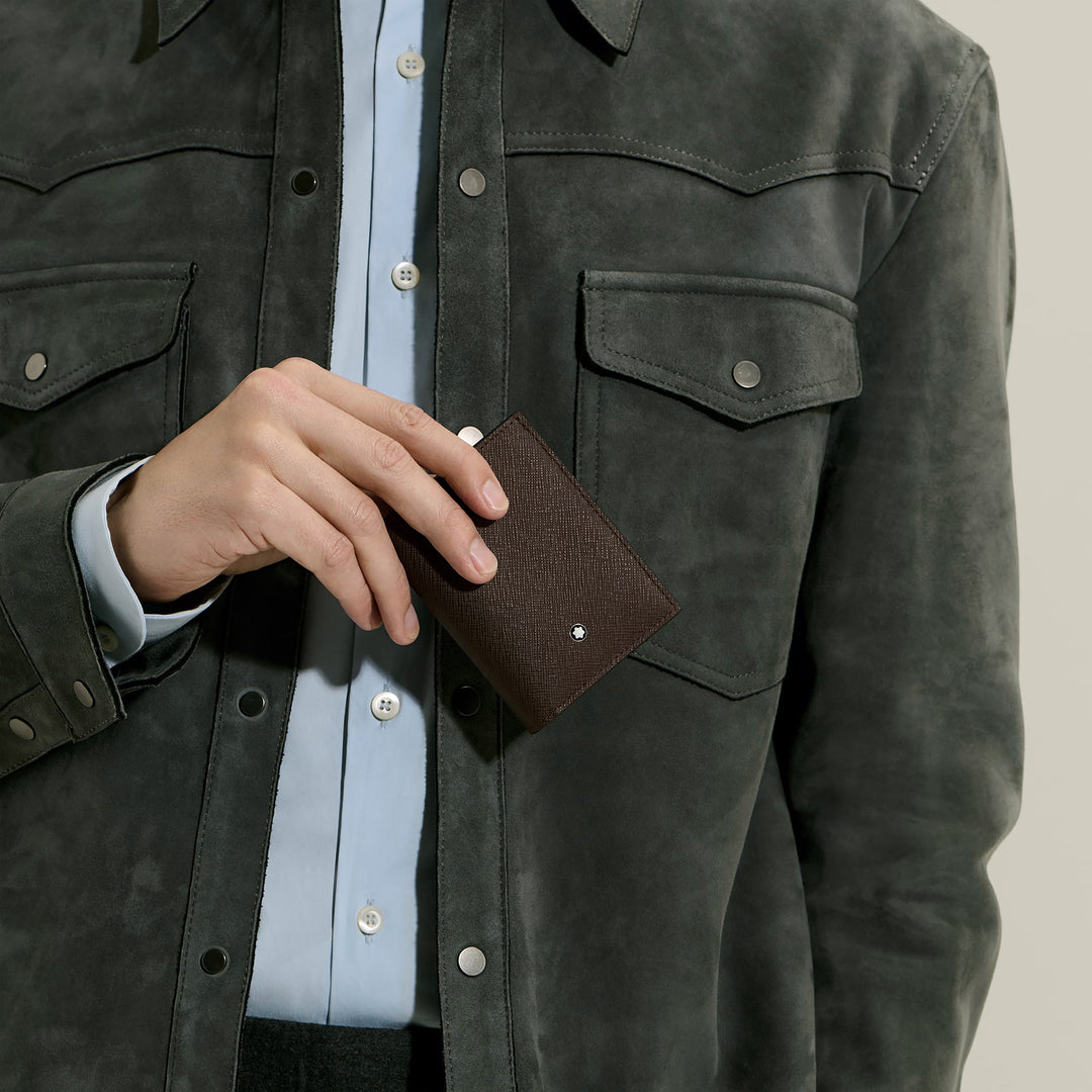 Montblanc Geldbörse Mini 4 Pockets Schneiderleder Ebenholzfarbe 222989