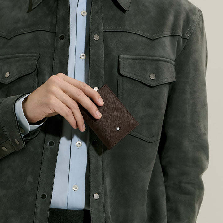 Montblanc Geldbörse Mini 4 Pockets Schneiderleder Ebenholzfarbe 222989