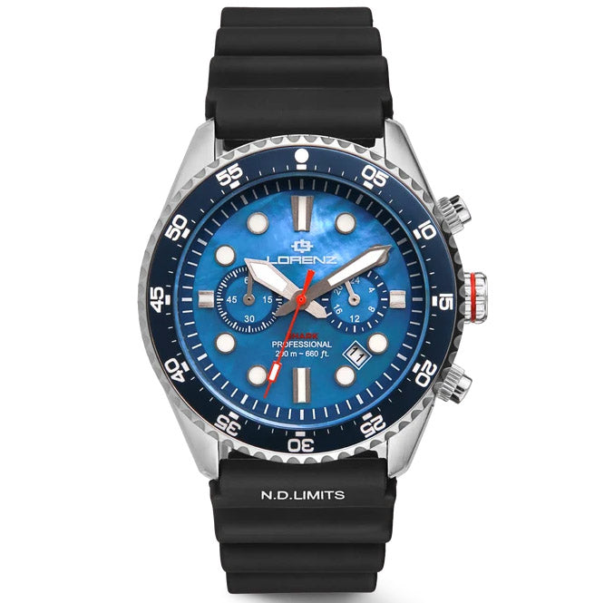 Lorenz Shark 5 Chrono ur 42 mm perlemor blåt kvartsstål 030285BB