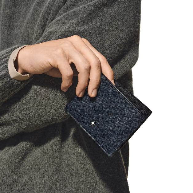 Montblanc pung med 6 lommer Sartorial læder tweedblå 220384