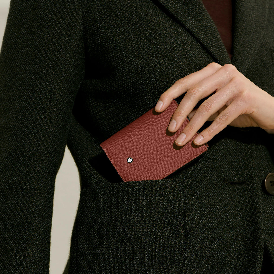 Montblanc card holder 4 pockets Sartorial leather red oak 223045