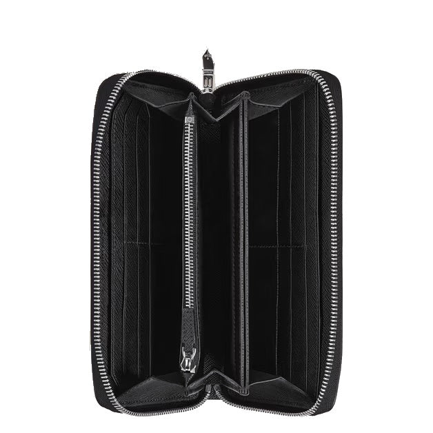 Montblanc peněženka 12 přihrádek se zipem Sartorial modrý tvíd 220365