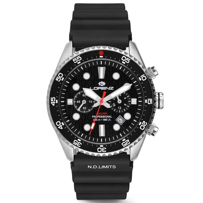 Lorenz Shark 5 Chrono 42mm sort kvartsstålur 030285AA