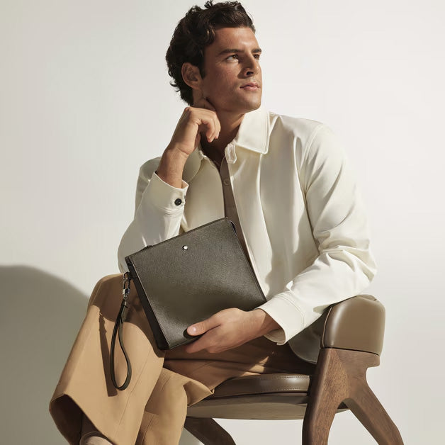 Montblanc Sartorial Kaki bőr kuplungtáska 221566