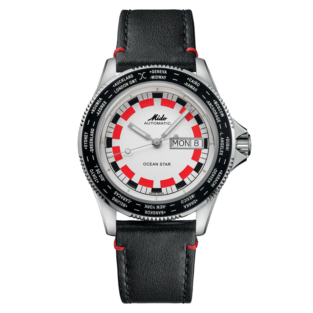 Mido ur Ocean Star Worldtimer 40mm sølv automatisk stål M026.830.16.030.00