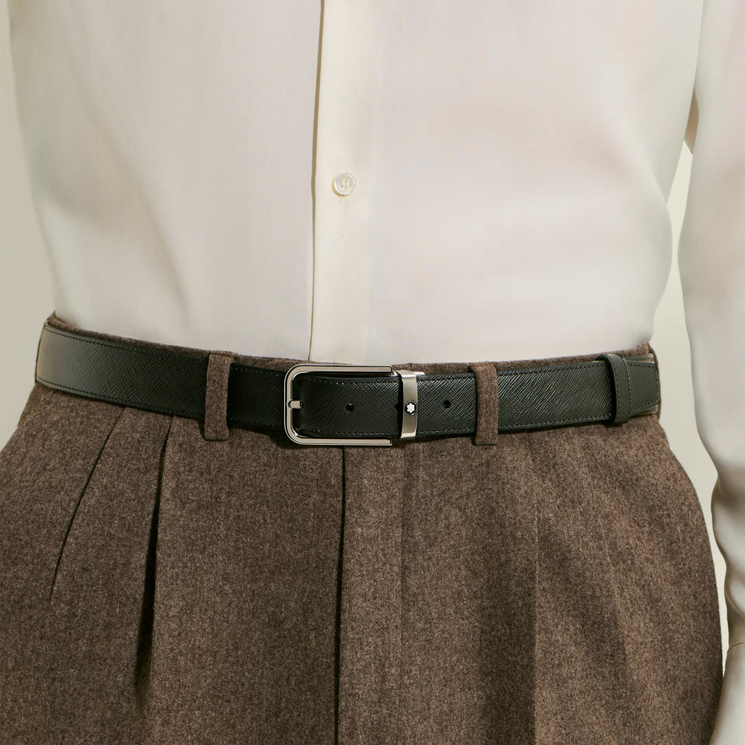 Cinturón reversible Montblanc 30 mm Hebilla rectangular de piel Sartorial 223409