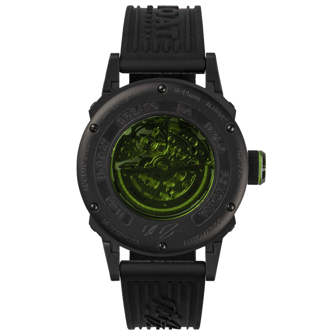 Relógio U-BOAT U-65 44mm verde automático aço preto acabamento PVD 3347