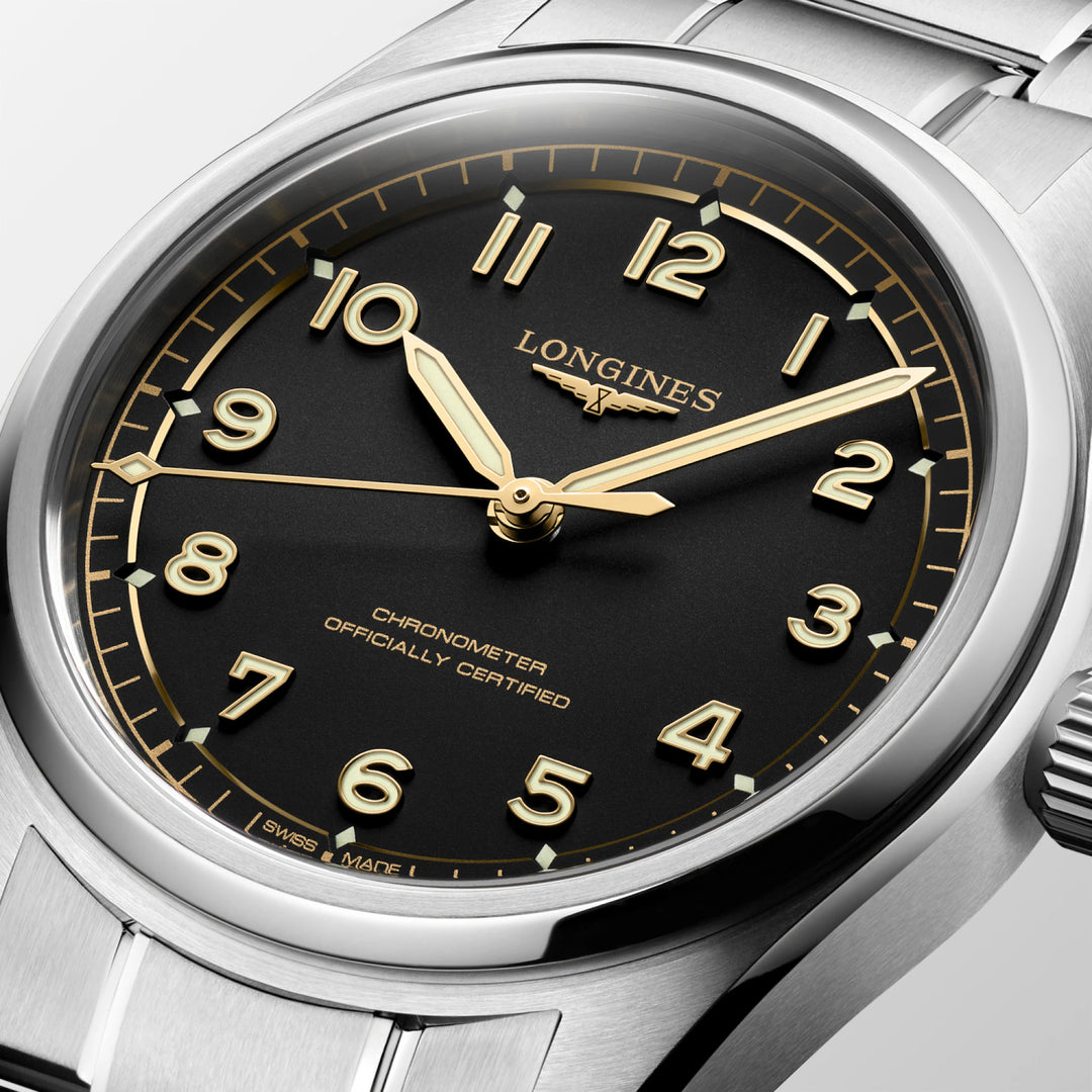 Longines Spirit Pilot 39mm μαύρο αυτόματο ρολόι L3.809.4.53.6