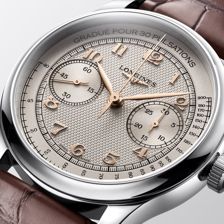 Longines ur Master Collection Chrono Monopusher 41mm elfenben manuelt stål L2.960.4.78.2