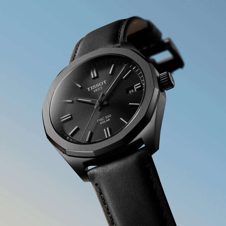 Tissot PRC 100 Solar 39mm černá křemenná ocel černá povrchová úprava PVD T151.422.36.051.00