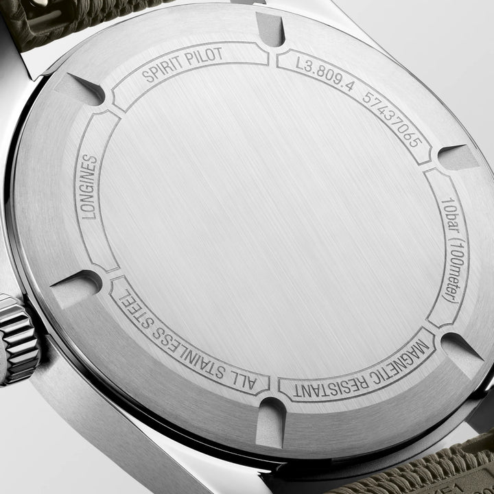 Longines Spirit Pilot 39mm ceas automat din oțel negru L3.809.4.53.9