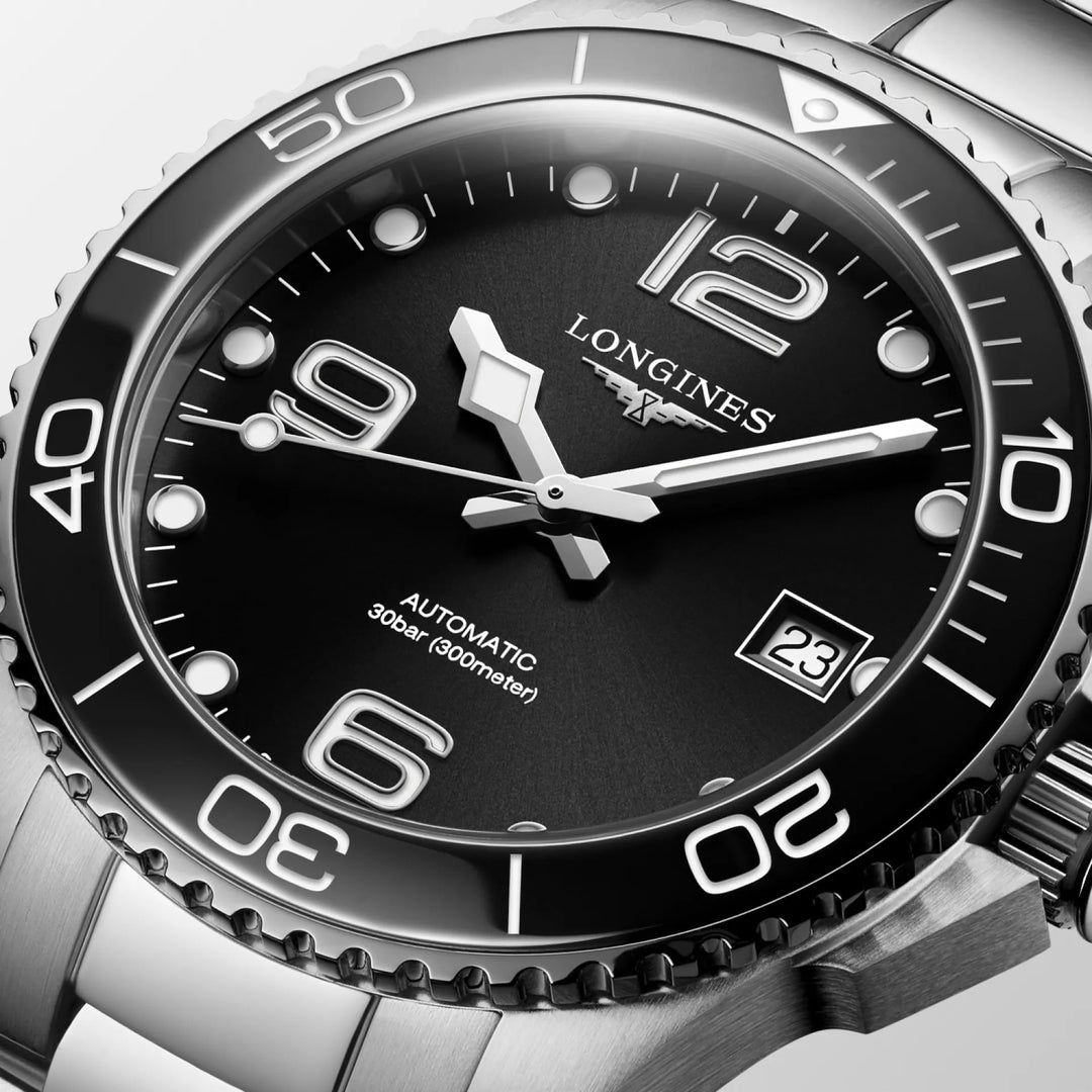 Longines Hydroconquest 39mm černé automatické ocelové hodinky