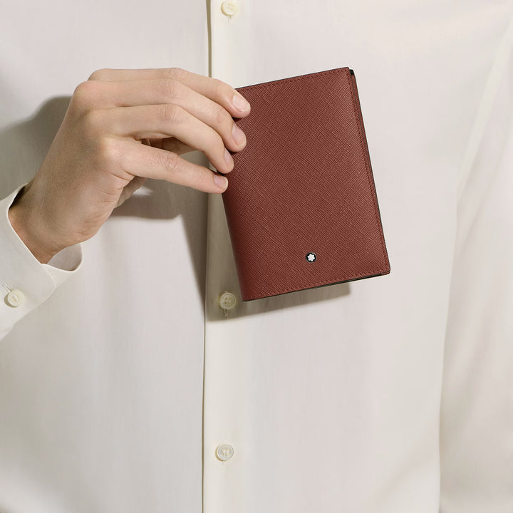 Skórzane etui na paszport Montblanc Sartorial z czerwonego dębu 223061