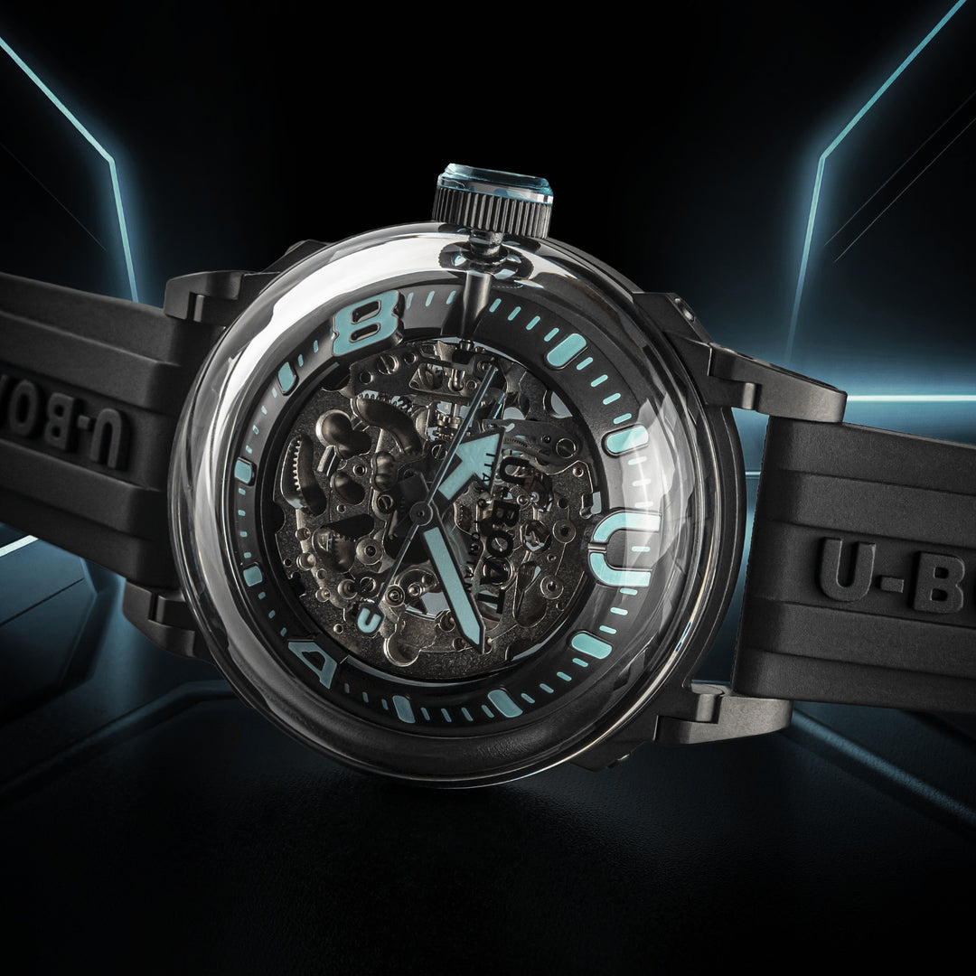 U-BOAT ur U-65 44mm turkis automatisk stål sort PVD finish 3348