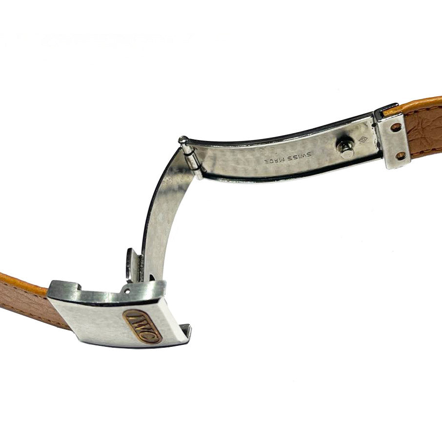 Curea din piele IWC completă cu cataramă deployant și atașamente din oțel pentru IWC Ingenieur medium IWAC Ingenieur M