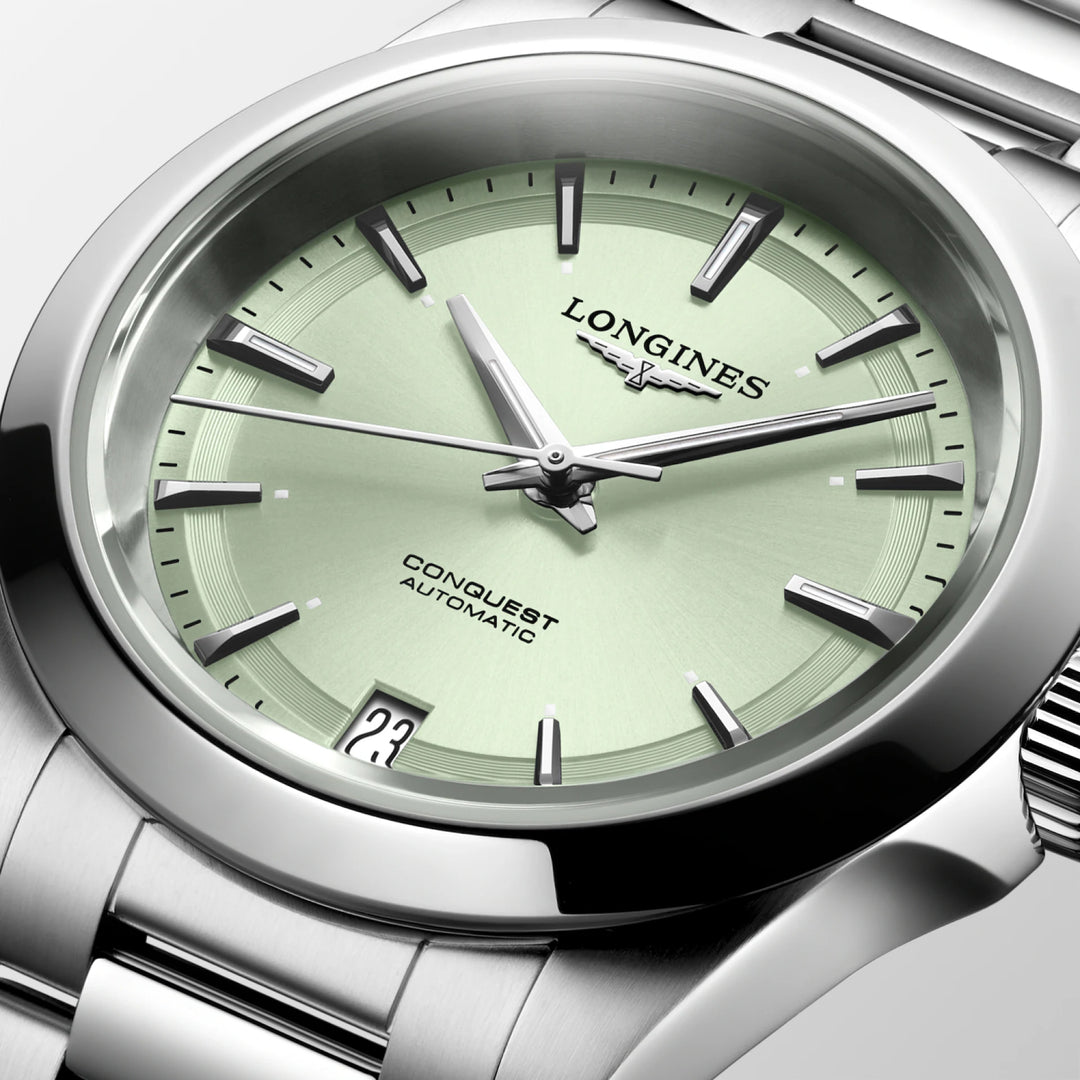 Longines Conquest 34mm grön automatisk stålklocka L3.430.4.02.6