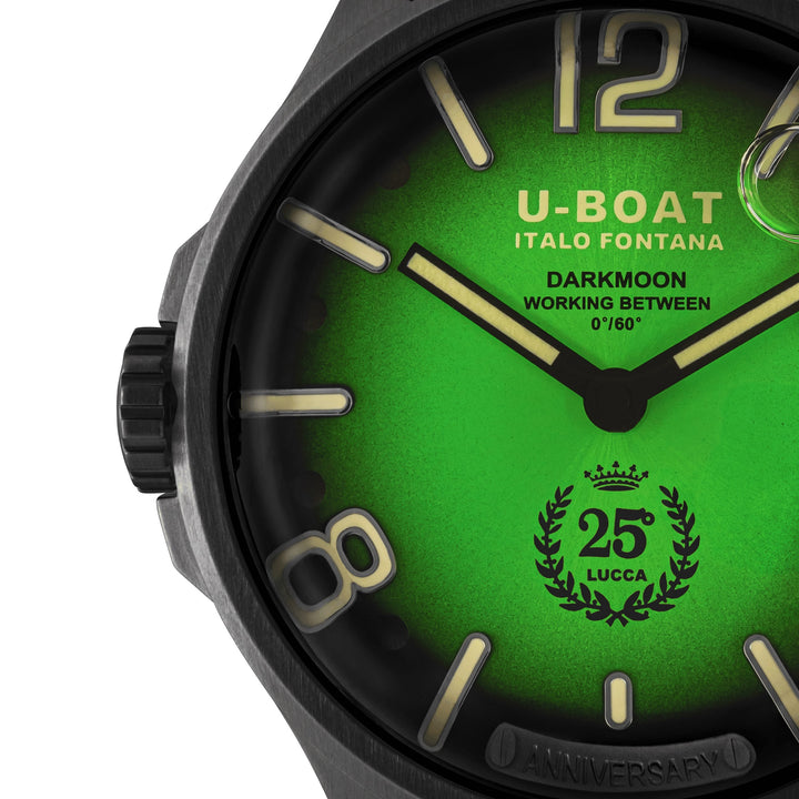 U-BOAT orologio Darkmoon 25° Limited Edition Green Soleil 46mm blu quarzo acciaio finitura PVD nero 2030