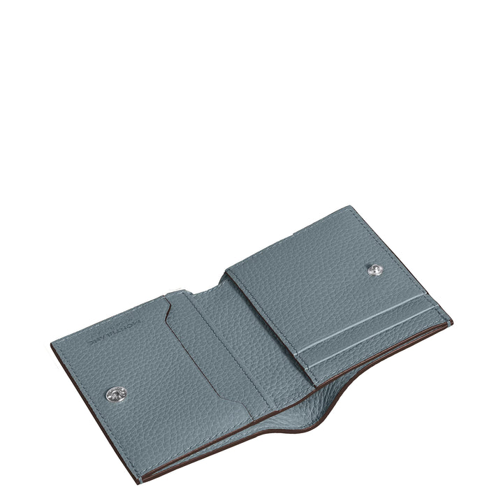 Montblanc mini plånbok 4 fickor isblått narvigt läder 222997