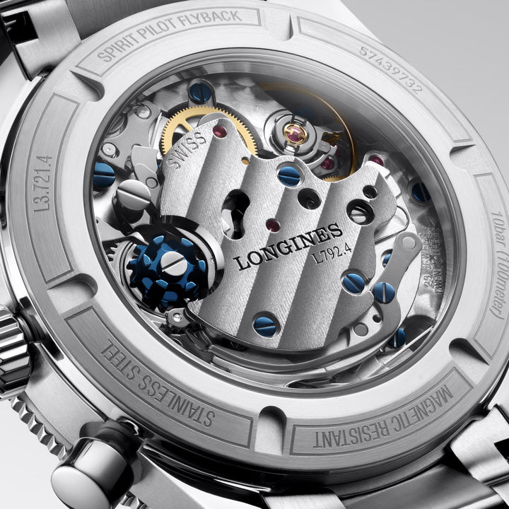 Longines Uhr Spirit Pilot Flyback 39,5 mm blau Handaufzug Stahl L3.721.4.93.6