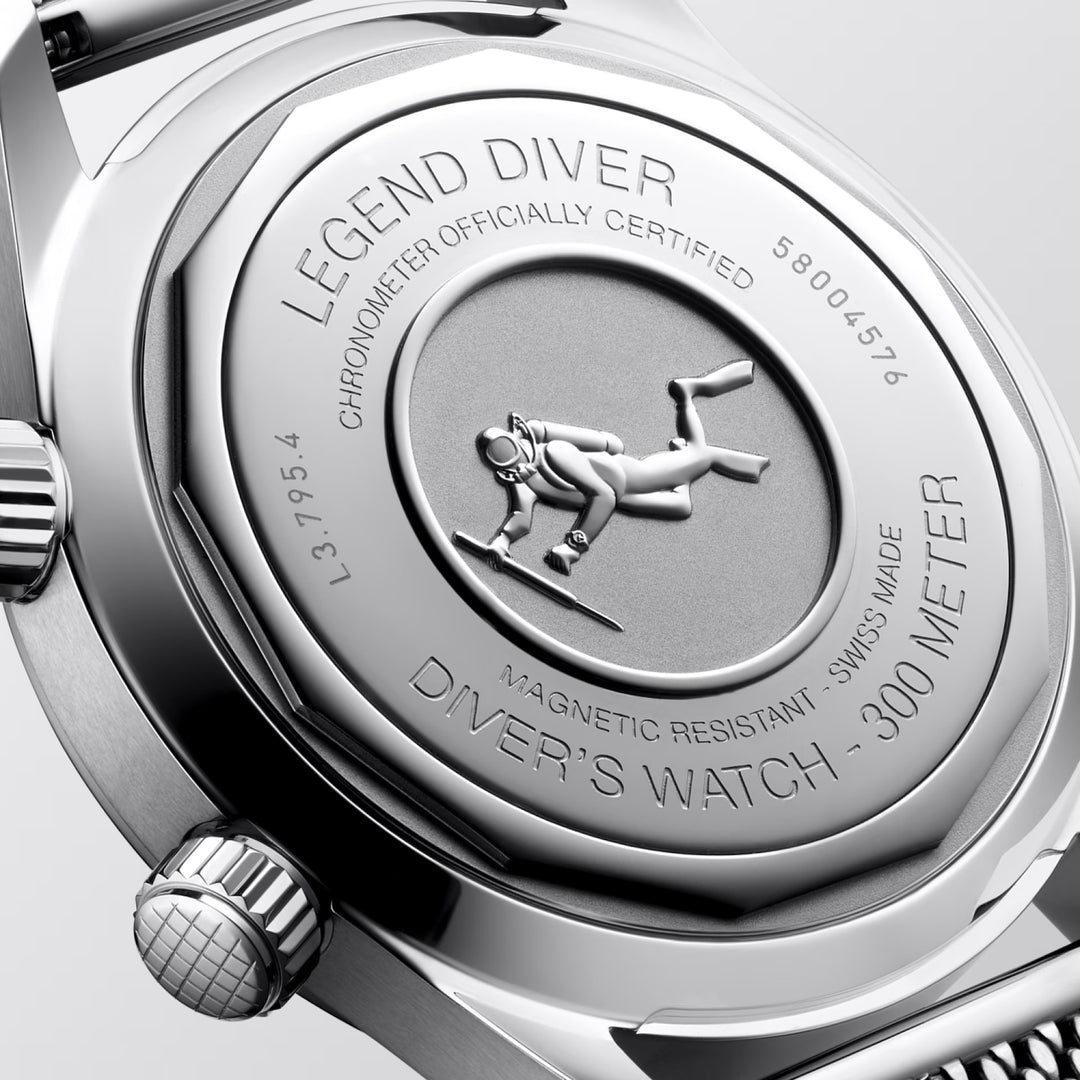 Reloj Longines Legend Diver 59 42mm negro automático acero L3.795.4.59.9