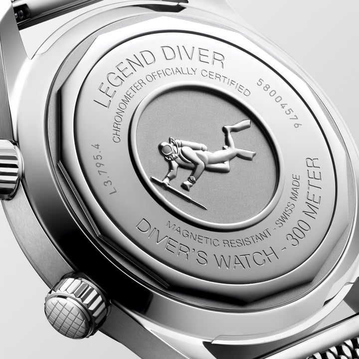 Reloj Longines Legend Diver 59 42mm negro automático acero L3.795.4.59.9